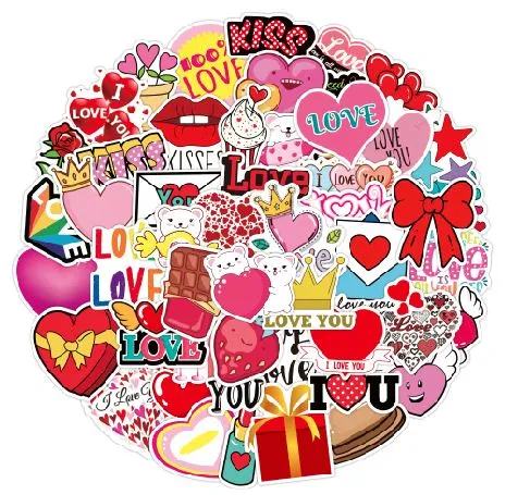 ST01 Love You Collection 20 Pieces Assorted Stickers POLLY Necklaces