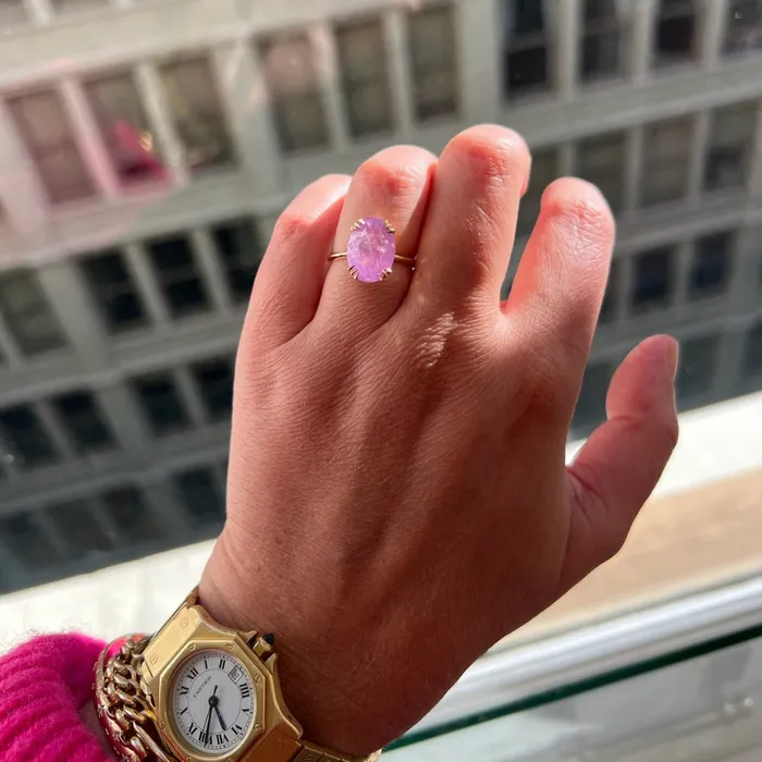 Surprise Party Pink Oval Cut Opalescent Sapphire Ring Made By Gem Breakfast Rings