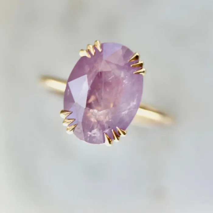 Surprise Party Pink Oval Cut Opalescent Sapphire Ring Made By Gem Breakfast Rings