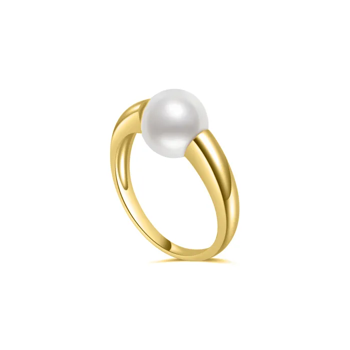 Top Grade Akoya Hanadama Pearl 18K Gold Ring KR00031 Pearly Lustre Rings