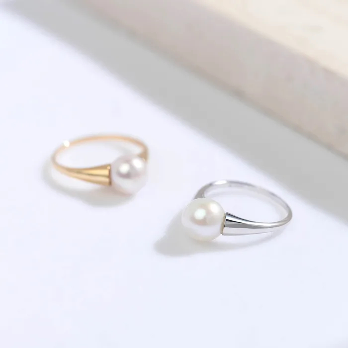Top Grade Akoya Hanadama Pearl 18K Gold Ring KR00031 Pearly Lustre Rings