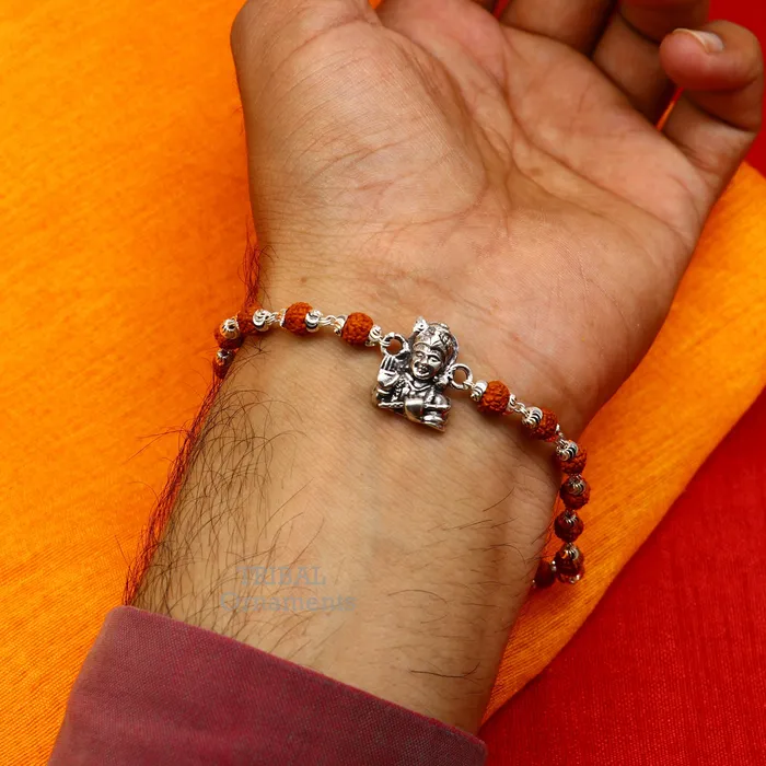 TRIBAL ORNAMENTS 925 Sterling silver divine lord Krishna Rakhi or bracelet best gift for your brothers for special personalized gifing rk239 Bracelets