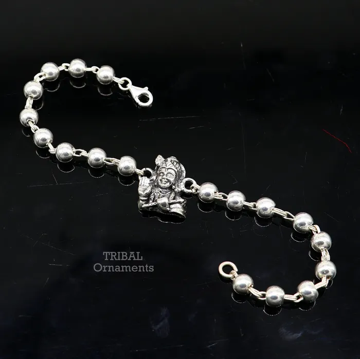 TRIBAL ORNAMENTS 925 Sterling silver divine lord Krishna Rakhi or bracelet best gift for your brothers for special personalized gifing rk239 Bracelets