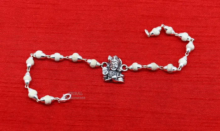 TRIBAL ORNAMENTS 925 Sterling silver divine lord Krishna Rakhi or bracelet best gift for your brothers for special personalized gifing rk239 Bracelets
