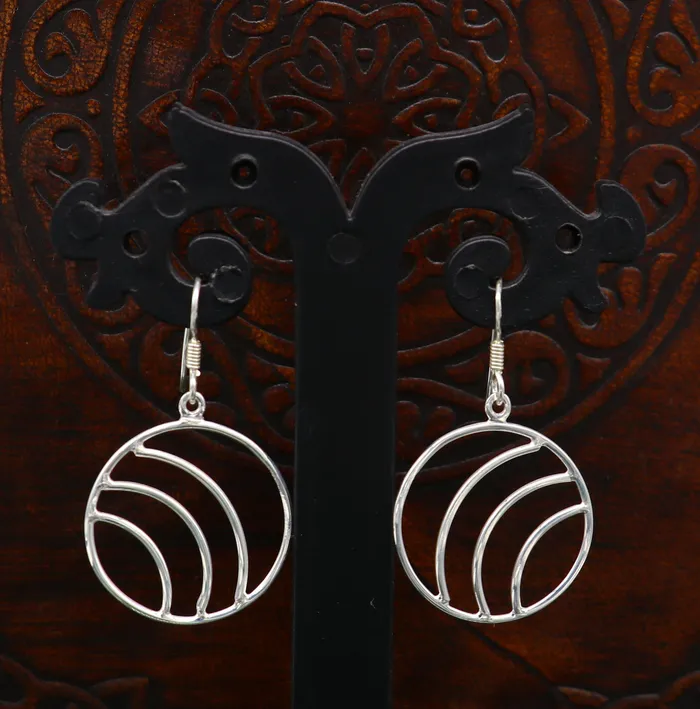 TRIBAL ORNAMENTS 925 sterling silver handmade circle shape style elegant plain trendy fancy hoop earring drop dangle geometric earring gift to her ear710 Earrings TRIBAL ORNAMENTS 925 sterling silver handmade circle shape style elegant plain trendy fancy hoop earring drop dangle geometric earring gift to her ear710 Earrings