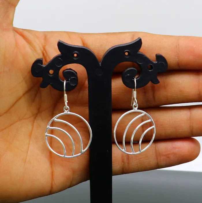 TRIBAL ORNAMENTS 925 sterling silver handmade circle shape style elegant plain trendy fancy hoop earring drop dangle geometric earring gift to her ear710 Earrings TRIBAL ORNAMENTS 925 sterling silver handmade circle shape style elegant plain trendy fancy hoop earring drop dangle geometric earring gift to her ear710 Earrings
