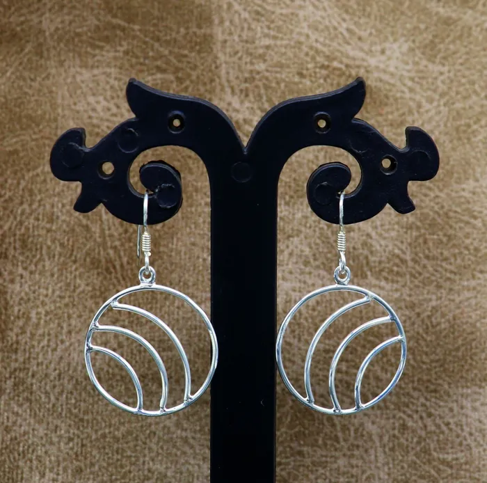 TRIBAL ORNAMENTS 925 sterling silver handmade circle shape style elegant plain trendy fancy hoop earring drop dangle geometric earring gift to her ear710 Earrings TRIBAL ORNAMENTS 925 sterling silver handmade circle shape style elegant plain trendy fancy hoop earring drop dangle geometric earring gift to her ear710 Earrings