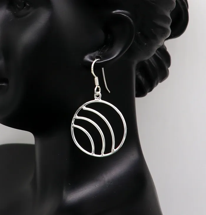 TRIBAL ORNAMENTS 925 sterling silver handmade circle shape style elegant plain trendy fancy hoop earring drop dangle geometric earring gift to her ear710 Earrings TRIBAL ORNAMENTS 925 sterling silver handmade circle shape style elegant plain trendy fancy hoop earring drop dangle geometric earring gift to her ear710 Earrings