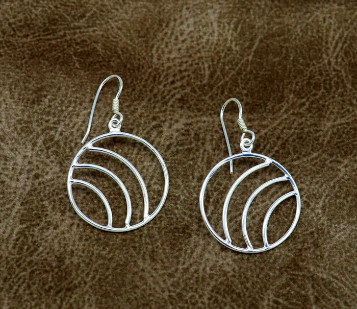 TRIBAL ORNAMENTS 925 sterling silver handmade circle shape style elegant plain trendy fancy hoop earring drop dangle geometric earring gift to her ear710 Earrings TRIBAL ORNAMENTS 925 sterling silver handmade circle shape style elegant plain trendy fancy hoop earring drop dangle geometric earring gift to her ear710 Earrings
