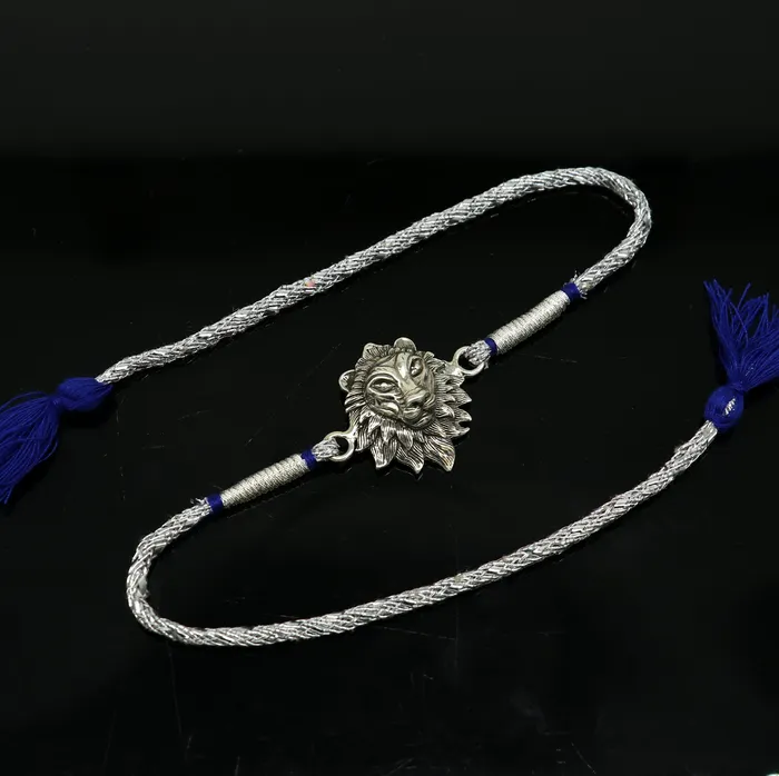 TRIBAL ORNAMENTS 925 sterling silver handmade Narsimha design Rakhi Bracelet amazing stylish gift for Rakshabandhan rk33 Bracelets