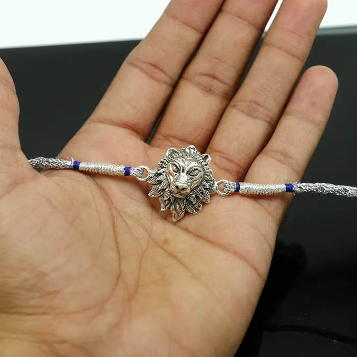 TRIBAL ORNAMENTS 925 sterling silver handmade Narsimha design Rakhi Bracelet amazing stylish gift for Rakshabandhan rk33 Bracelets