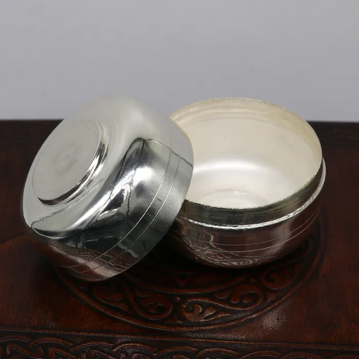 TRIBAL ORNAMENTS 999 fine silver handmade gorgeous small Prasadam bowl or box trinket box container box serving box for god solid silver article sv188 Necklaces