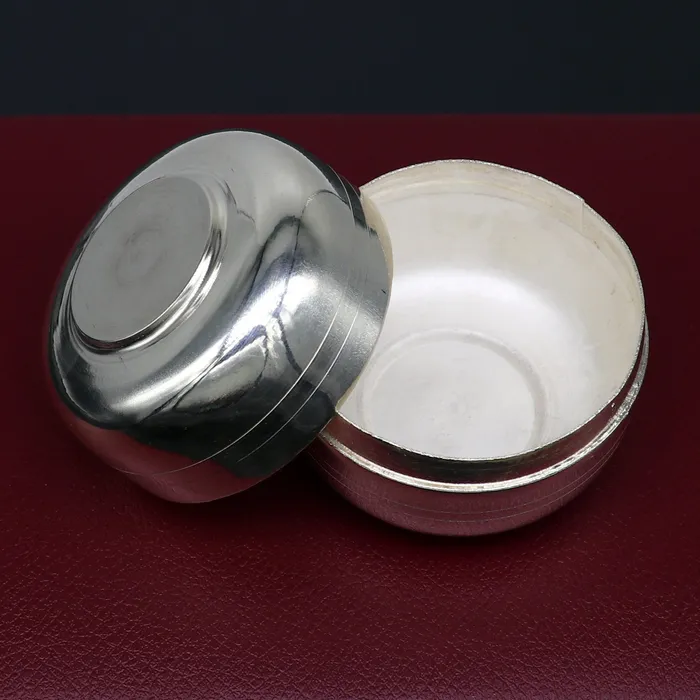 TRIBAL ORNAMENTS 999 fine silver handmade gorgeous small Prasadam bowl or box trinket box container box serving box for god solid silver article sv188 Necklaces