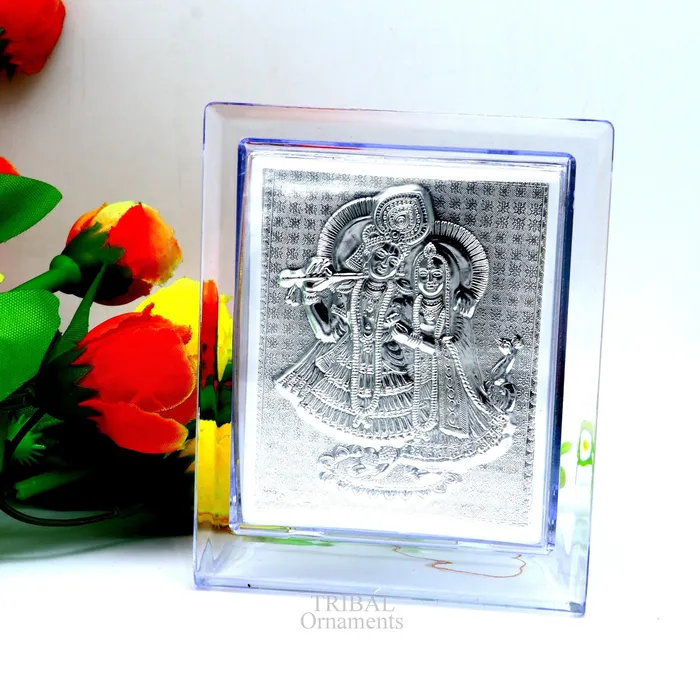 TRIBAL ORNAMENTS 999 fine silver Lord Krishna and Radha frame best light weight gifting puja article from india su747 Necklaces TRIBAL ORNAMENTS 999 fine silver Lord Krishna and Radha frame best light weight gifting puja article from india su747 Necklaces