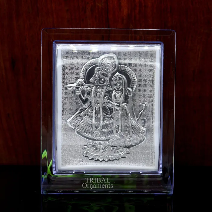 TRIBAL ORNAMENTS 999 fine silver Lord Krishna and Radha frame best light weight gifting puja article from india su747 Necklaces