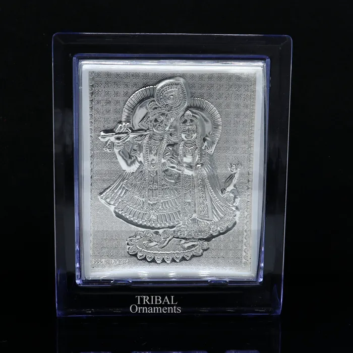 TRIBAL ORNAMENTS 999 fine silver Lord Krishna and Radha frame best light weight gifting puja article from india su747 Necklaces