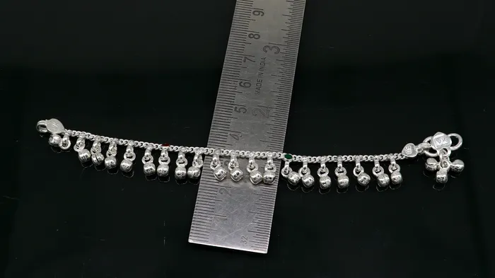 TRIBAL ORNAMENTS Bracelets 5 Handmade sterling silver new born baby anklets excellent waved charming noisy bells baby anklet bracelet payal kids jewelry ank281 TRIBAL ORNAMENTS Bracelets 5 Handmade sterling silver new born baby anklets excellent waved charming noisy bells baby anklet bracelet payal kids jewelry ank281
