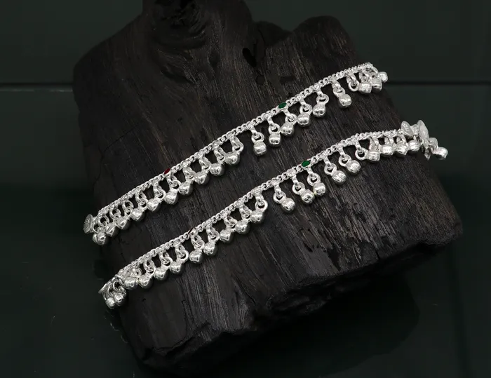TRIBAL ORNAMENTS Bracelets 5 Handmade sterling silver new born baby anklets excellent waved charming noisy bells baby anklet bracelet payal kids jewelry ank281 TRIBAL ORNAMENTS Bracelets 5 Handmade sterling silver new born baby anklets excellent waved charming noisy bells baby anklet bracelet payal kids jewelry ank281