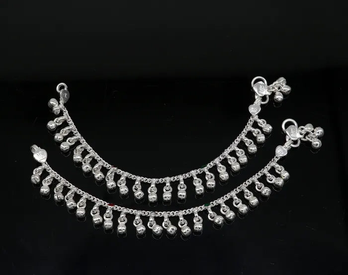 TRIBAL ORNAMENTS Bracelets 5 Handmade sterling silver new born baby anklets excellent waved charming noisy bells baby anklet bracelet payal kids jewelry ank281 TRIBAL ORNAMENTS Bracelets 5 Handmade sterling silver new born baby anklets excellent waved charming noisy bells baby anklet bracelet payal kids jewelry ank281