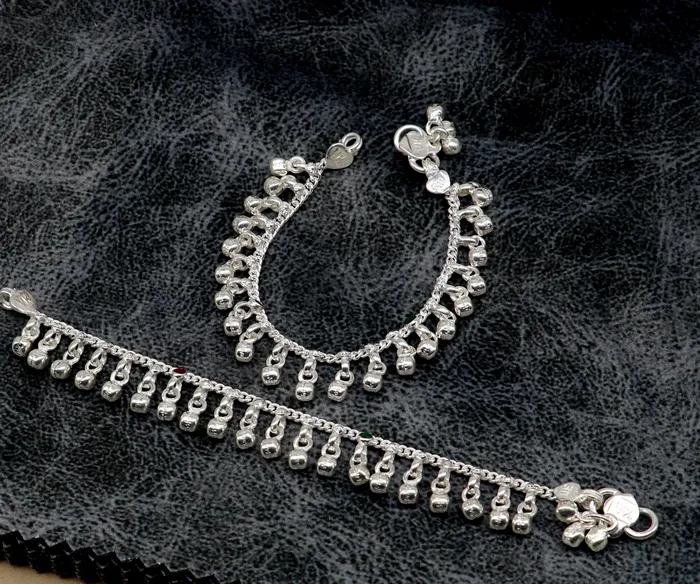 TRIBAL ORNAMENTS Bracelets 5 Handmade sterling silver new born baby anklets excellent waved charming noisy bells baby anklet bracelet payal kids jewelry ank281 TRIBAL ORNAMENTS Bracelets 5 Handmade sterling silver new born baby anklets excellent waved charming noisy bells baby anklet bracelet payal kids jewelry ank281