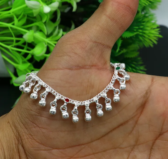 TRIBAL ORNAMENTS Bracelets 5 Handmade sterling silver new born baby anklets excellent waved charming noisy bells baby anklet bracelet payal kids jewelry ank281 TRIBAL ORNAMENTS Bracelets 5 Handmade sterling silver new born baby anklets excellent waved charming noisy bells baby anklet bracelet payal kids jewelry ank281