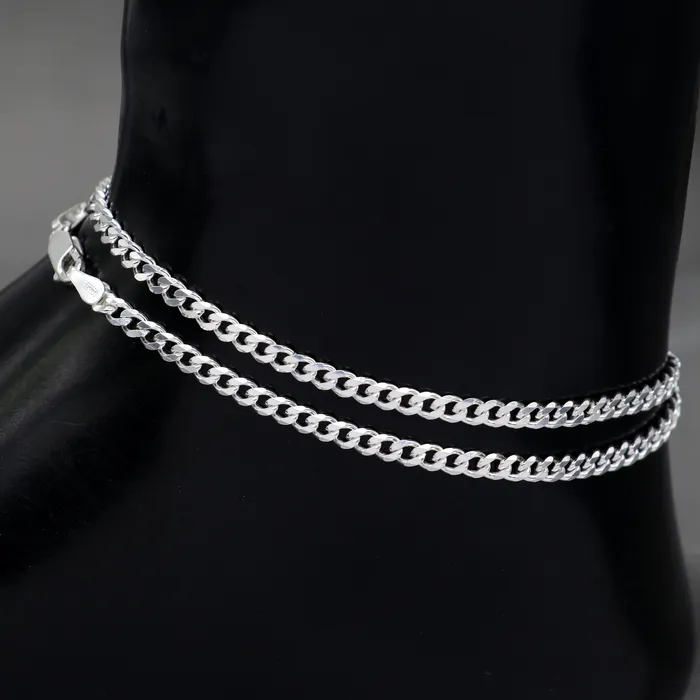 TRIBAL ORNAMENTS Bracelets 85 Handmade 3MM chain 925 sterling silver bracelet OR anklets foot bracelet amazing belly dance jewelry gift her combo use jewelry ank607