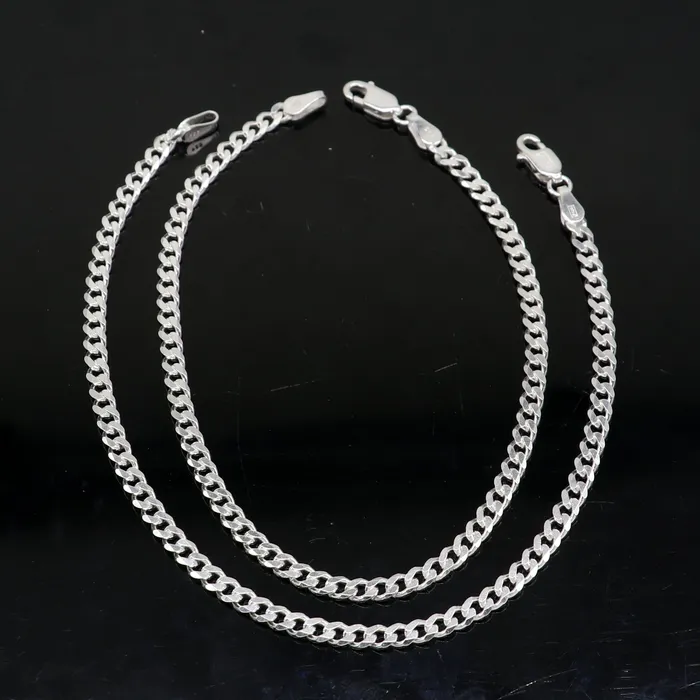 TRIBAL ORNAMENTS Bracelets 85 Handmade 3MM chain 925 sterling silver bracelet OR anklets foot bracelet amazing belly dance jewelry gift her combo use jewelry ank607