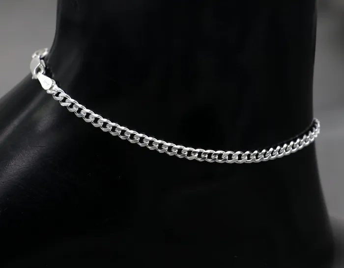 TRIBAL ORNAMENTS Bracelets 85 Handmade 3MM chain 925 sterling silver bracelet OR anklets foot bracelet amazing belly dance jewelry gift her combo use jewelry ank607