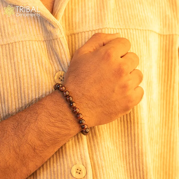 TRIBAL ORNAMENTS Bracelets 8 MM Red tiger eye natural stone beaded handmade bracelet customized unisex Jewelry stnbr120 TRIBAL ORNAMENTS Bracelets 8 MM Red tiger eye natural stone beaded handmade bracelet customized unisex Jewelry stnbr120