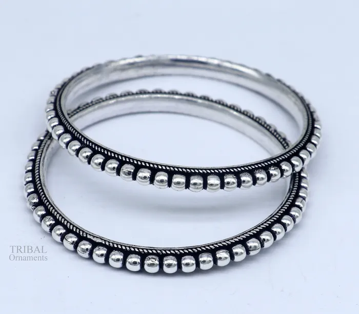 TRIBAL ORNAMENTS Bracelets 925 sterling silver amazing silver beaded bangle bracelet excellent custom made oxidized personalized bangle jewelry for belly dance nba273