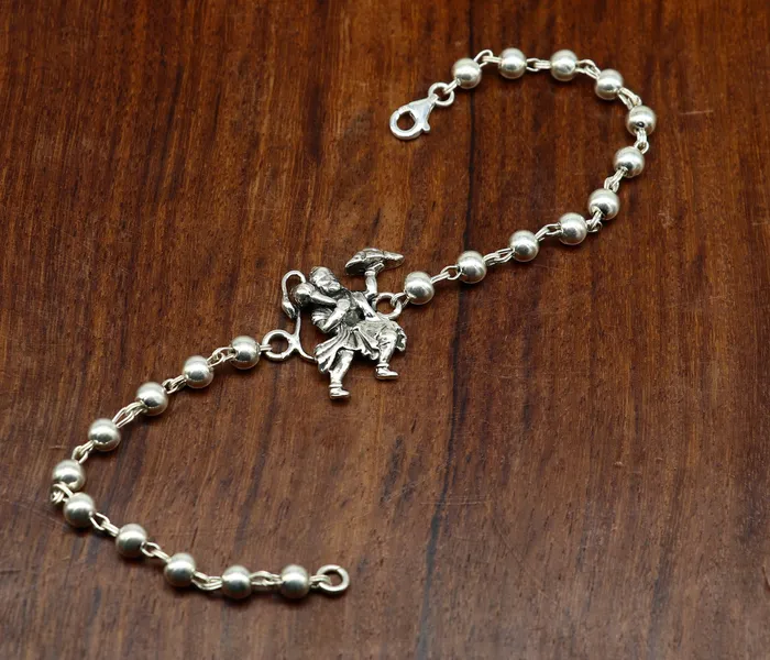 TRIBAL ORNAMENTS Bracelets 925 Sterling silver customized beaded Hanuman Rakhi or bracelet best gift for your brothers for special personalized gifing rk018 TRIBAL ORNAMENTS Bracelets 925 Sterling silver customized beaded Hanuman Rakhi or bracelet best gift for your brothers for special personalized gifing rk018
