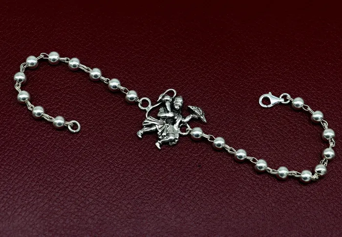 TRIBAL ORNAMENTS Bracelets 925 Sterling silver customized beaded Hanuman Rakhi or bracelet best gift for your brothers for special personalized gifing rk018 TRIBAL ORNAMENTS Bracelets 925 Sterling silver customized beaded Hanuman Rakhi or bracelet best gift for your brothers for special personalized gifing rk018