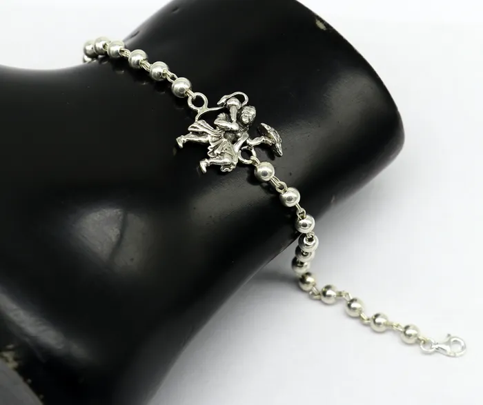 TRIBAL ORNAMENTS Bracelets 925 Sterling silver customized beaded Hanuman Rakhi or bracelet best gift for your brothers for special personalized gifing rk018 TRIBAL ORNAMENTS Bracelets 925 Sterling silver customized beaded Hanuman Rakhi or bracelet best gift for your brothers for special personalized gifing rk018