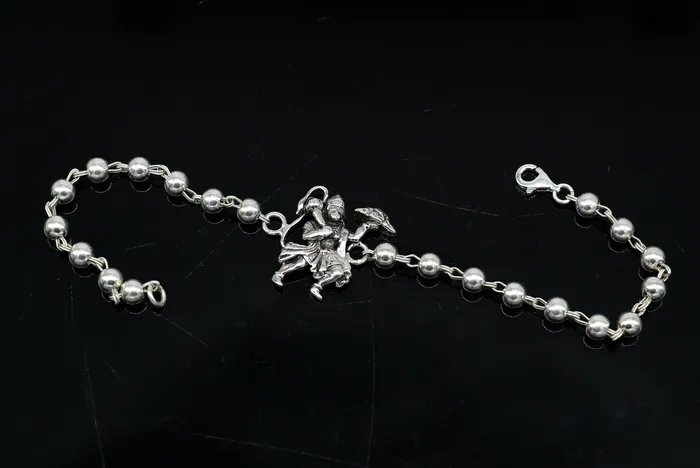 TRIBAL ORNAMENTS Bracelets 925 Sterling silver customized beaded Hanuman Rakhi or bracelet best gift for your brothers for special personalized gifing rk018 TRIBAL ORNAMENTS Bracelets 925 Sterling silver customized beaded Hanuman Rakhi or bracelet best gift for your brothers for special personalized gifing rk018