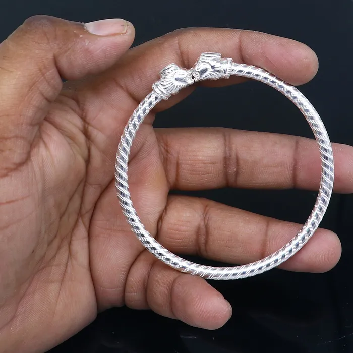 TRIBAL ORNAMENTS Bracelets 925 sterling silver handmade fabulous lion face stylish kada bangle bracelet tribal jewelry nsk854