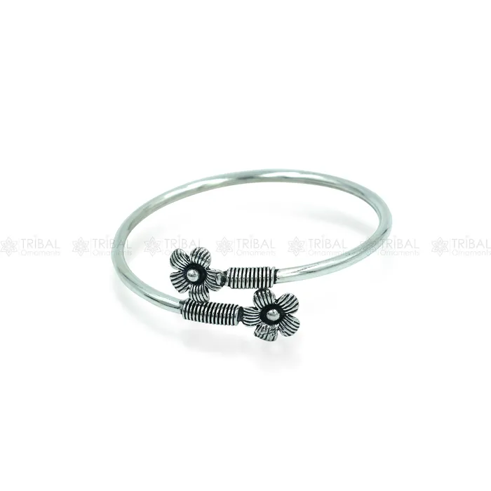 TRIBAL ORNAMENTS Bracelets 925 sterling silver handmade flower design stylish kada bangle bracelet tribal jewelry nsk883 TRIBAL ORNAMENTS Bracelets 925 sterling silver handmade flower design stylish kada bangle bracelet tribal jewelry nsk883