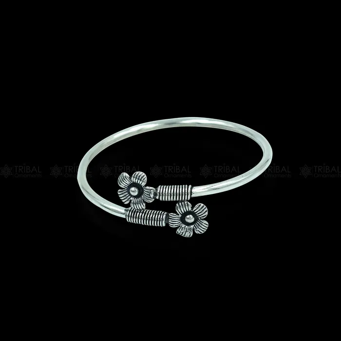 TRIBAL ORNAMENTS Bracelets 925 sterling silver handmade flower design stylish kada bangle bracelet tribal jewelry nsk883 TRIBAL ORNAMENTS Bracelets 925 sterling silver handmade flower design stylish kada bangle bracelet tribal jewelry nsk883