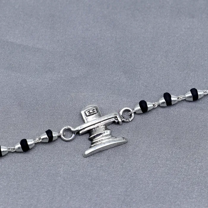 TRIBAL ORNAMENTS Bracelets 925 sterling silver handmade Lord shiva lingam shivling holy basil rosary beads Rakhi bracelet black Tulsi beaded bracelet rk393