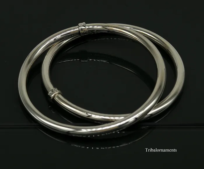 TRIBAL ORNAMENTS Bracelets 925 sterling silver handmade plain shine bright customized bangle bracelet kada excellent personalized gifting unisex jewelry nssk9