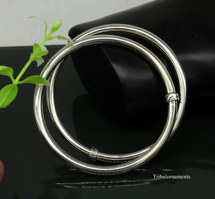 TRIBAL ORNAMENTS Bracelets 925 sterling silver handmade plain shine bright customized bangle bracelet kada excellent personalized gifting unisex jewelry nssk9
