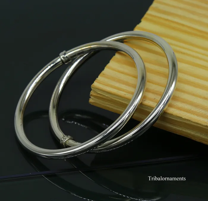 TRIBAL ORNAMENTS Bracelets 925 sterling silver handmade plain shine bright customized bangle bracelet kada excellent personalized gifting unisex jewelry nssk9