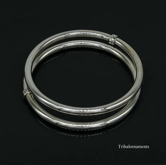 TRIBAL ORNAMENTS Bracelets 925 sterling silver handmade plain shine bright customized bangle bracelet kada excellent personalized gifting unisex jewelry nssk9