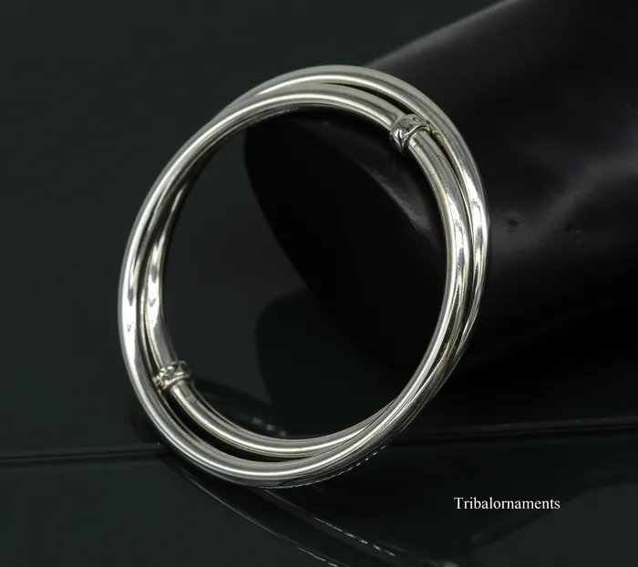 TRIBAL ORNAMENTS Bracelets 925 sterling silver handmade plain shine bright customized bangle bracelet kada excellent personalized gifting unisex jewelry nssk9