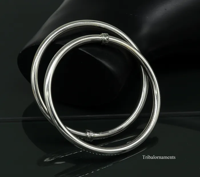 TRIBAL ORNAMENTS Bracelets 925 sterling silver handmade plain shine bright customized bangle bracelet kada excellent personalized gifting unisex jewelry nssk9