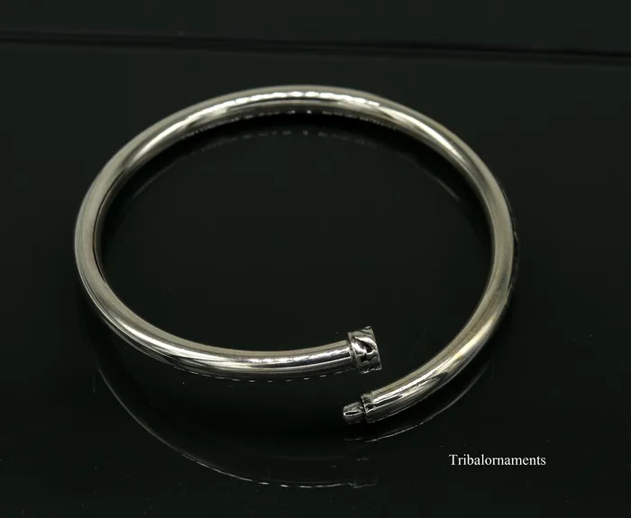 TRIBAL ORNAMENTS Bracelets 925 sterling silver handmade plain shine bright customized bangle bracelet kada excellent personalized gifting unisex jewelry nssk9
