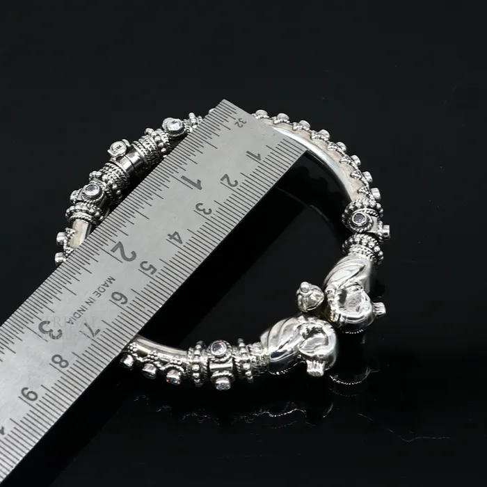TRIBAL ORNAMENTS Bracelets 925 Sterling silver handmade vintage peacock design cubic zircon stone tribal ethnic belly dance bangle bracelet gifting kada Rnsk621