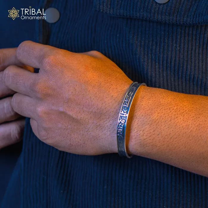 TRIBAL ORNAMENTS Bracelets 925 Sterling silver Lord Krishna mantra bracelet JAI SHRI SHYAM Adjustable cuff kada bangle for mens and girls cuff230 TRIBAL ORNAMENTS Bracelets 925 Sterling silver Lord Krishna mantra bracelet JAI SHRI SHYAM Adjustable cuff kada bangle for mens and girls cuff230
