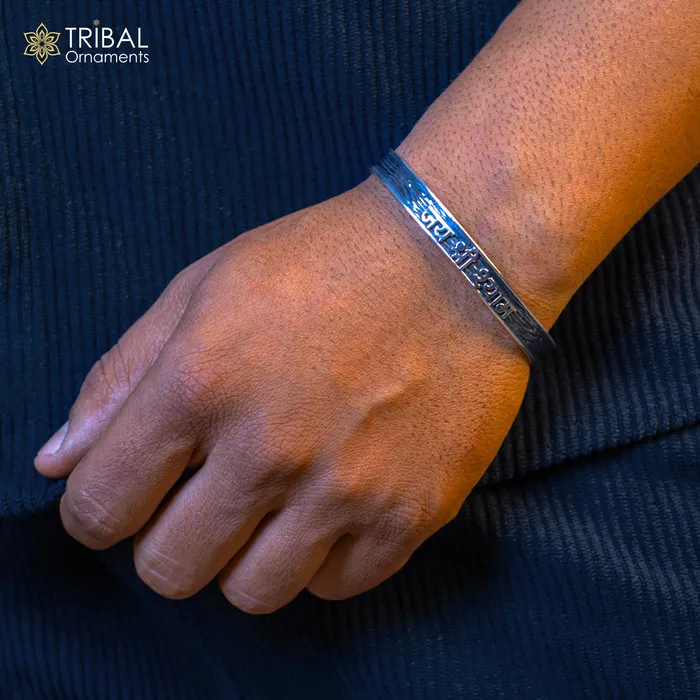 TRIBAL ORNAMENTS Bracelets 925 Sterling silver Lord Krishna mantra bracelet JAI SHRI SHYAM Adjustable cuff kada bangle for mens and girls cuff230 TRIBAL ORNAMENTS Bracelets 925 Sterling silver Lord Krishna mantra bracelet JAI SHRI SHYAM Adjustable cuff kada bangle for mens and girls cuff230