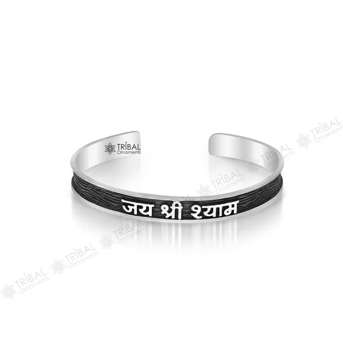 TRIBAL ORNAMENTS Bracelets 925 Sterling silver Lord Krishna mantra bracelet JAI SHRI SHYAM Adjustable cuff kada bangle for mens and girls cuff230 TRIBAL ORNAMENTS Bracelets 925 Sterling silver Lord Krishna mantra bracelet JAI SHRI SHYAM Adjustable cuff kada bangle for mens and girls cuff230
