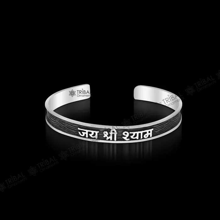 TRIBAL ORNAMENTS Bracelets 925 Sterling silver Lord Krishna mantra bracelet JAI SHRI SHYAM Adjustable cuff kada bangle for mens and girls cuff230 TRIBAL ORNAMENTS Bracelets 925 Sterling silver Lord Krishna mantra bracelet JAI SHRI SHYAM Adjustable cuff kada bangle for mens and girls cuff230